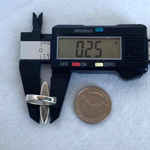 Sterling Silver 925 Southwest Style Elongated Turquoise Chip Inlay Ring Sz 5.5 - Picture 15 of 16